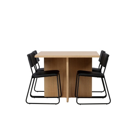 Leo söögilaud 100*75 - Oaklook / Oaklook MDF +Kenth toolid - must / must PU _4