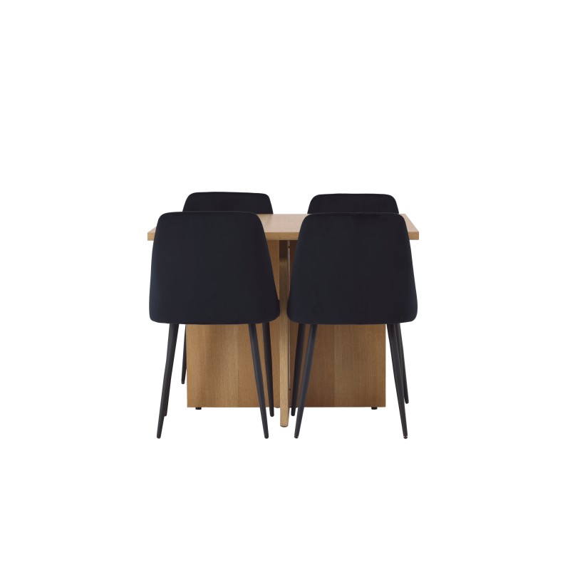 Leo söögilaud 100*75 - Oaklook / Oaklook MDF + söögitoolid - must / must samet _4