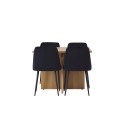 Leo söögilaud 100*75 - Oaklook / Oaklook MDF + söögitoolid - must / must samet _4