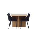 Leo söögilaud 100*75 - Oaklook / Oaklook MDF + söögitoolid - must / must samet _4