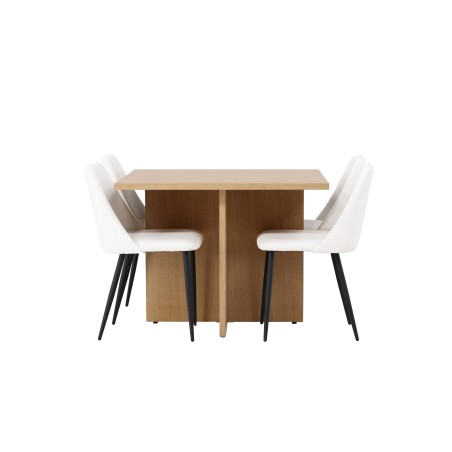 Leo söögilaud 100*75 - Oaklook / Oaklook MDF + söögitoolid - must / valge PU _4