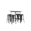 Rax baarilaud 120*60 - must / must MDF + Tempe baaritool - tumehall / metall _4