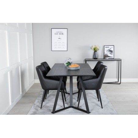 Marina söögilaud - must kate / mustad jalad + Comfort - söögitool - must/must _4