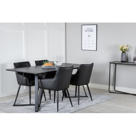 Marina söögilaud - must kate / mustad jalad + Comfort - söögitool - must/must _4