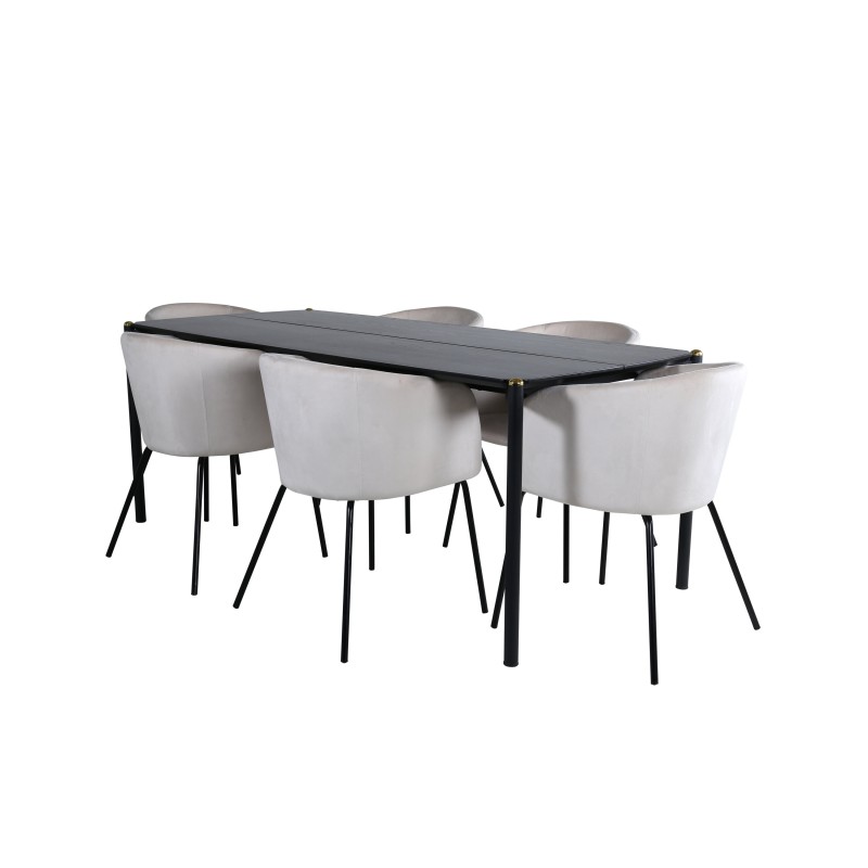 Pelle söögilaud - Must / must Must+Berit Tool - Must / Beež Velvet_6