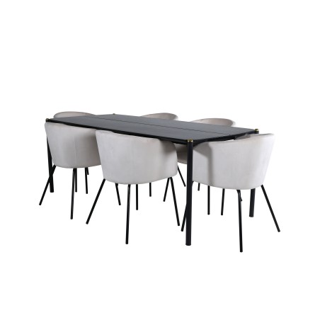 Pelle söögilaud - Must / must Must+Berit Tool - Must / Beež Velvet_6