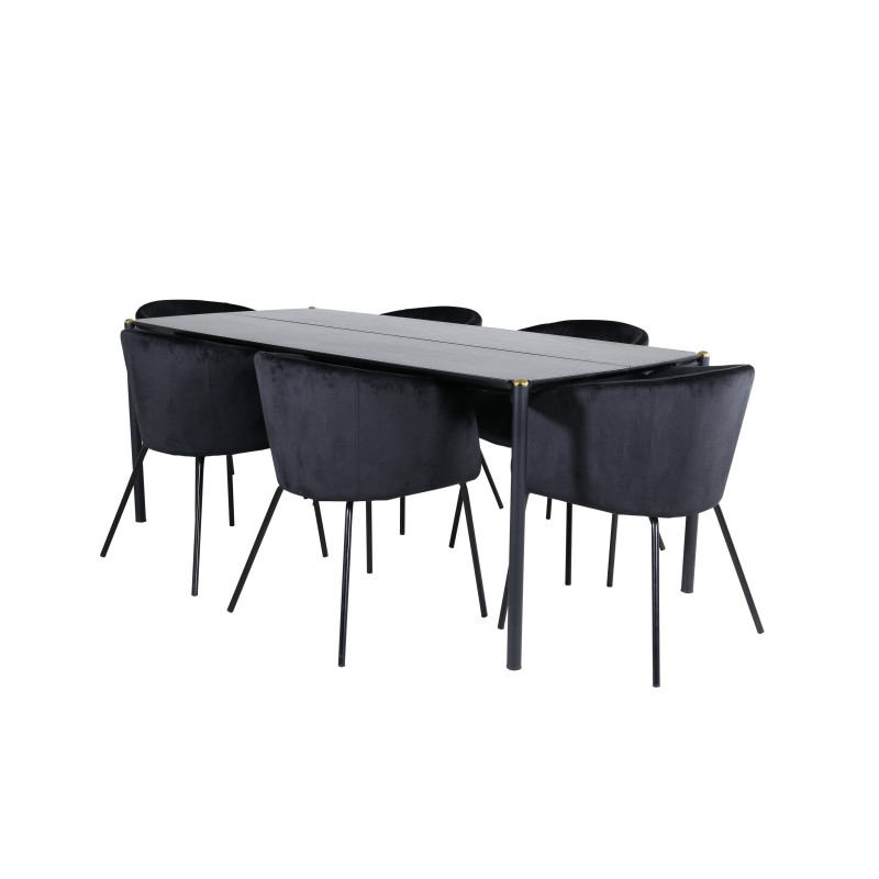 Pelle söögilaud - Must / must Must+Berit Tool - Must / Must Velvet_6