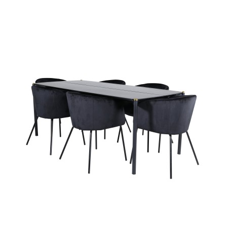 Pelle söögilaud - Must / must Must+Berit Tool - Must / Must Velvet_6