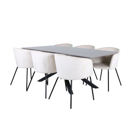 Piazza söögilaud - must / hall spoon + Berit tool - must / beež Velvet_6