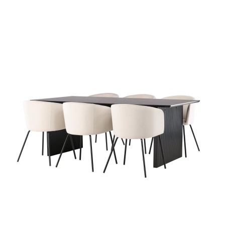 Vail söögilaud - must / suitsumust MDF + Berit tool - must / beež samet _6