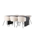 Vail söögilaud - must / suitsumust MDF + Berit tool - must / beež samet _6