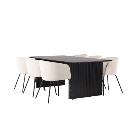 Vail söögilaud - must / suitsumust MDF + Berit tool - must / beež samet _6