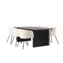Vail söögilaud - must / suitsumust MDF + Berit tool - must / beež samet _6