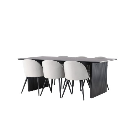 Vail söögilaud - must / suitsumust MDF + sametst söögitool - helehall / must _6