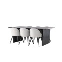 Vail söögilaud - must / suitsumust MDF + sametst söögitool - helehall / must _6
