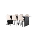 Vail söögilaud - must / suitsumust MDF + söögitool Polar - mustad jalad / beež samet _6