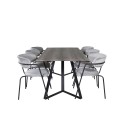 Marina söögilaud - 180*90*H75 - hall / must+nool tugitool - mustad jalad - hall Velvet_6