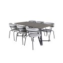 Marina söögilaud - 180*90*H75 - hall / must+nool tugitool - mustad jalad - hall Velvet_6