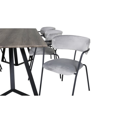 Marina söögilaud - 180*90*H75 - hall / must+nool tugitool - mustad jalad - hall Velvet_6