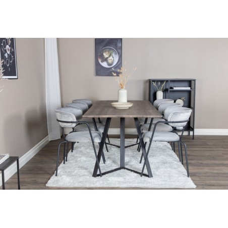 Marina söögilaud - 180*90*H75 - hall / must+nool tugitool - mustad jalad - hall Velvet_6