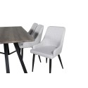 Marina söögilaud - 180*90*H75 - hall / must+Plaza söögitool - mustad jalad - helehall kangas_6