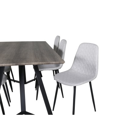 Marina söögilaud – 180*90*H75 – hall / must+Polar Diamond söögitool – mustad jalad – hall kangas_6