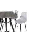 Marina söögilaud – 180*90*H75 – hall / must+Polar Diamond söögitool – mustad jalad – hall kangas_6