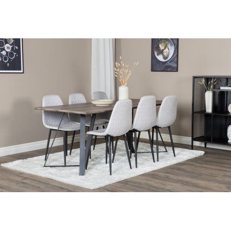 Marina söögilaud – 180*90*H75 – hall / must+Polar Diamond söögitool – mustad jalad – hall kangas_6