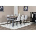 Marina söögilaud – 180*90*H75 – hall / must+Polar Diamond söögitool – mustad jalad – hall kangas_6