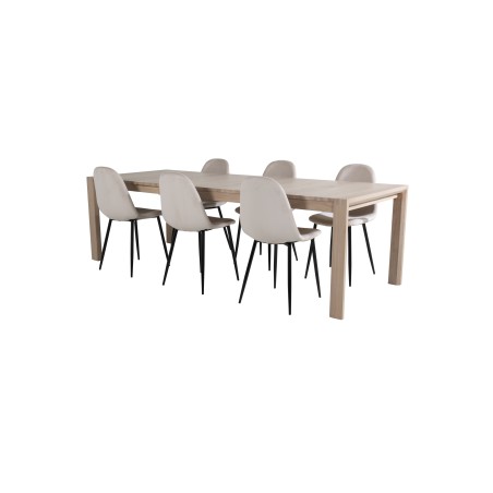Slider pikenduslaud – valge pesu – 170+40+40 cm + Polari söögitool – must 