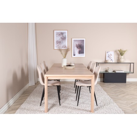 Slider pikenduslaud – valge pesu – 170+40+40 cm + Polari söögitool – must 
