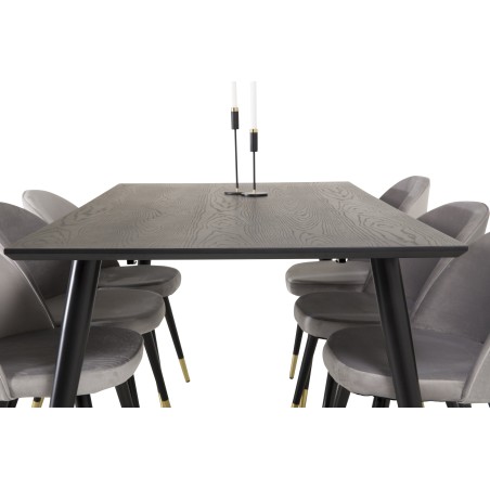 Dipp söögilaud - 180*90cm - must spoon / mustad jalad messingist dipp + Velvet 