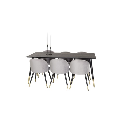 Dipp söögilaud - 180*90cm - must spoon / mustad jalad messingist dipp + Velvet 