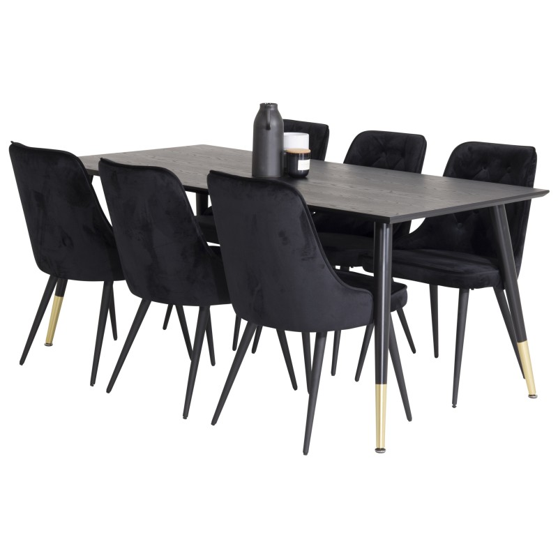 Dipp söögilaud - 180*90cm - must spoon / mustad jalad messingist dipp + Velvet 
