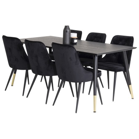 Dipp söögilaud - 180*90cm - must spoon / mustad jalad messingist dipp + Velvet 