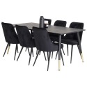 Dipp söögilaud - 180*90cm - must spoon / mustad jalad messingist dipp + Velvet 