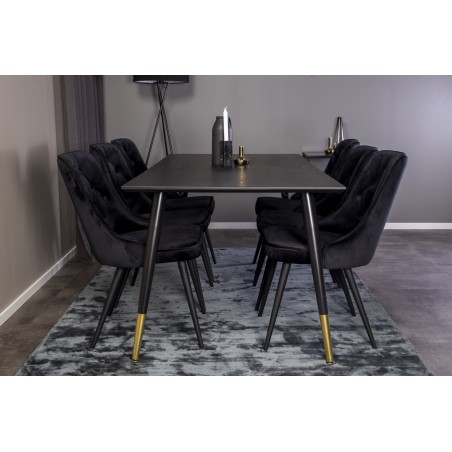Dipp söögilaud - 180*90cm - must spoon / mustad jalad messingist dipp + Velvet 