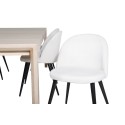 Slider pikenduslaud – valge pesu – 170+40+40 cm + sametne söögitool, velvetist