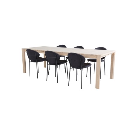 Slider pikenduslaud – valge pesu – 170+40+40 cm + Vault söögitool – must 