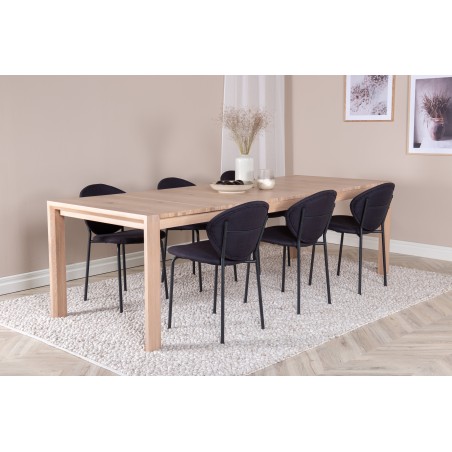 Slider pikenduslaud – valge pesu – 170+40+40 cm + Vault söögitool – must 