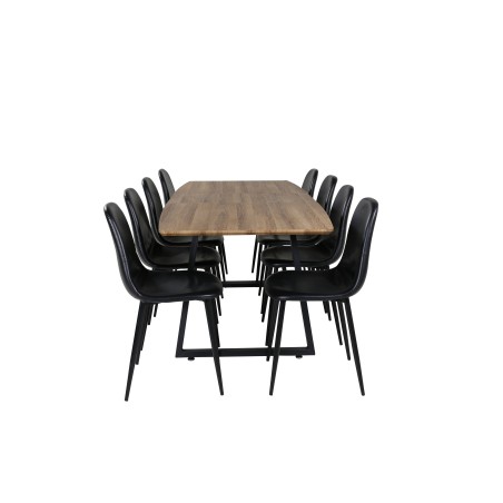 Inca Matbord - Svart / Oljad Ek - 160/200*85*H75+Polar Matstol - Svart / Svart P