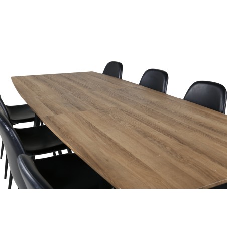 Inca Matbord - Svart / Oljad Ek - 160/200*85*H75+Polar Matstol - Svart / Svart P