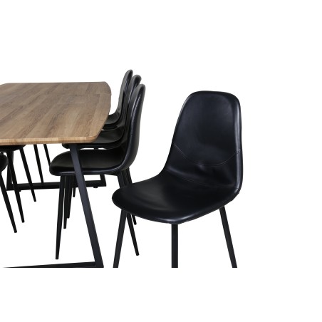 Inca Matbord - Svart / Oljad Ek - 160/200*85*H75+Polar Matstol - Svart / Svart P