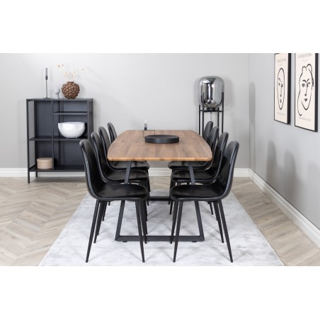Inca Matbord - Svart / Oljad Ek - 160/200*85*H75+Polar Matstol - Svart / Svart P