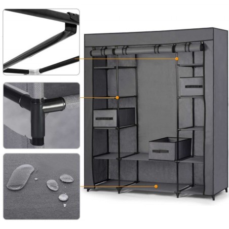 Suur tekstiilist riidekapp sahtlitega grafiit | FreshDesign.ee