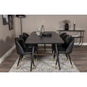 Kuldne pikenduslaud - 180/220*85*H76 must spoon - mustad jalad - messingdetailid+sametist söögitool - PU - must / must_6