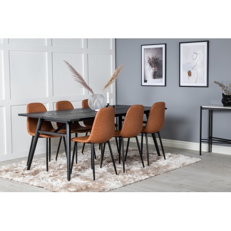 Elegantne pikendatav must harjatud – 195*95+Polar söögitool – pruun / must _6