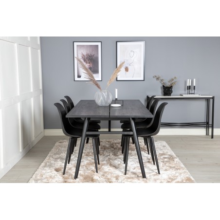 Elegantne pikendatav must harjatud – 195*95+Polar plastikust söögitool – mustad jalad / must plastik_6