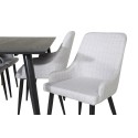 Dipp söögilaud - 180*90cm - Must / Must Messing+Plaza Söögitool - Mustad jalad - Helehall kangas_6