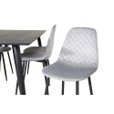Dipp söögilaud - 180*90cm - must / must messing + Polar Diamond söögitool - mustad jalad - hall Velvet_6